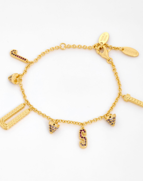 GiltVibes - JUST CAVALLI Gold Tone Logo Text Bracelet