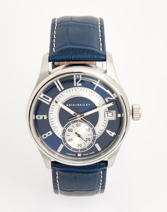 Brix & Bailey Navy Leather Chronograph Watch