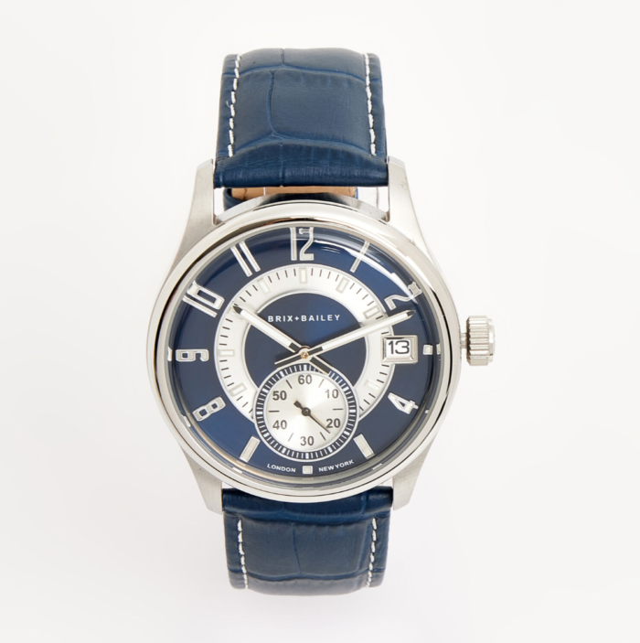 Brix & Bailey Navy Leather Chronograph Watch