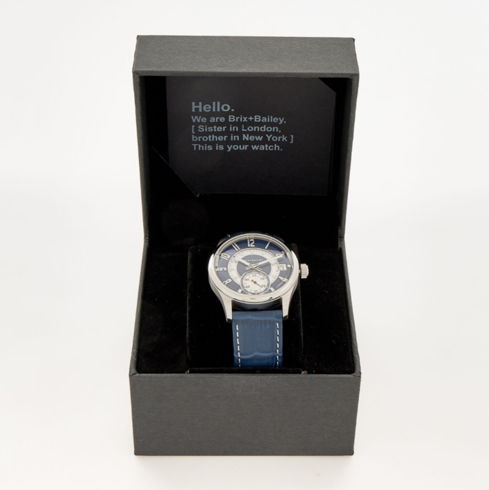 Brix & Bailey Navy Leather Chronograph Watch