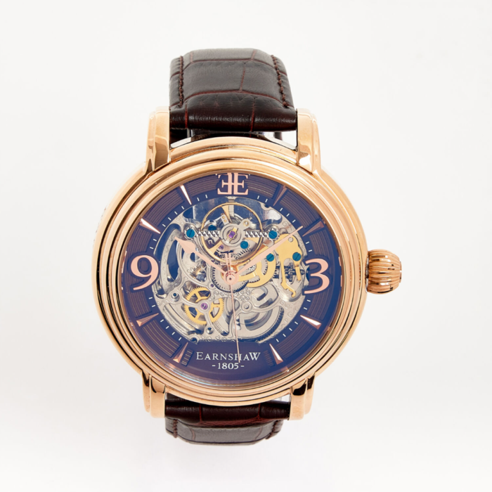 Earnshaw Brown Leather Automatic Skeleton Watch