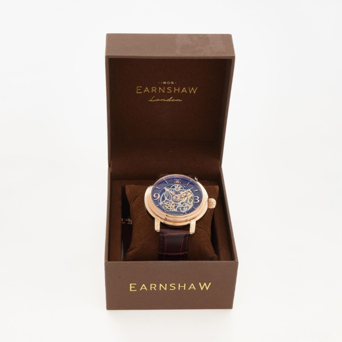 Earnshaw Brown Leather Automatic Skeleton Watch