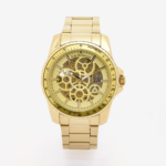 Jean Bellecour Gold Tone Skeleton Watch