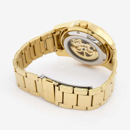 Jean Bellecour Gold Tone Skeleton Watch