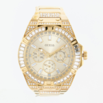 Guess Gold Tone Embellished Chronograph Watch